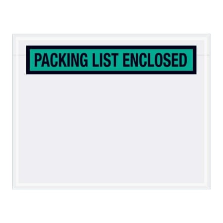 Box Packaging Panel Face Envelopes, "Packing List Enclosed" Print, 7"L x 5-1/2"W, Green, 1000/Pack PL459
